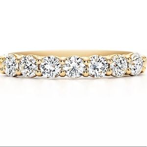 Tiffany embrace 3mm wide diamonds & gold wedding band 5.5 stackable ring